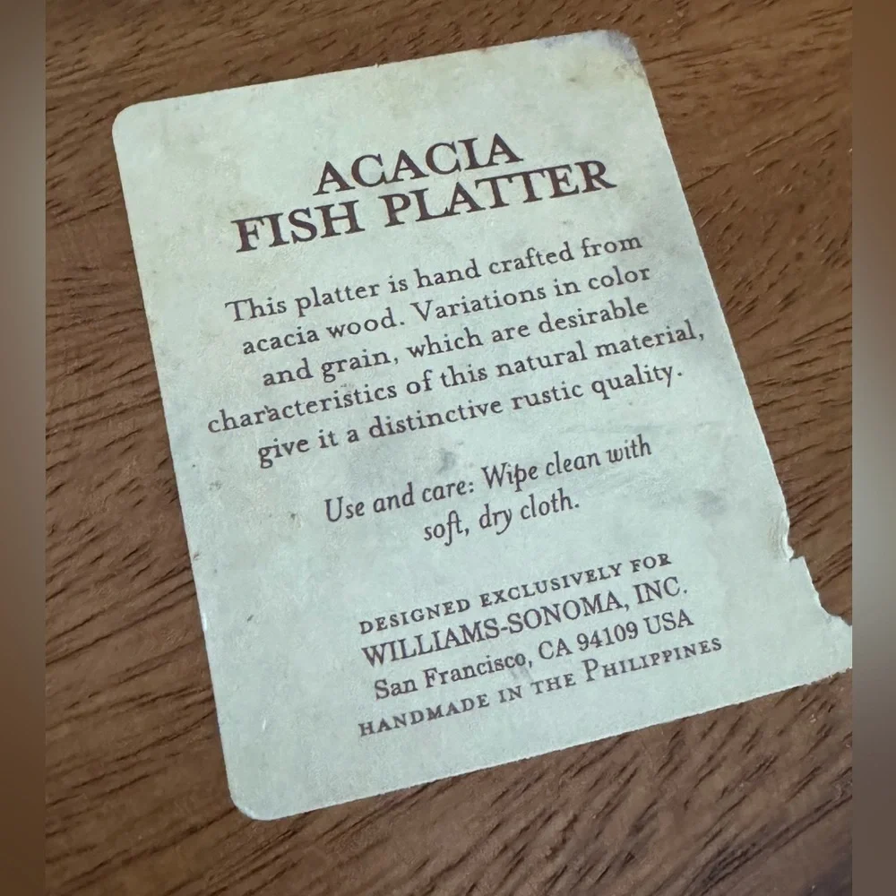 Acacia Wooden Fish Platter  William Sonoma